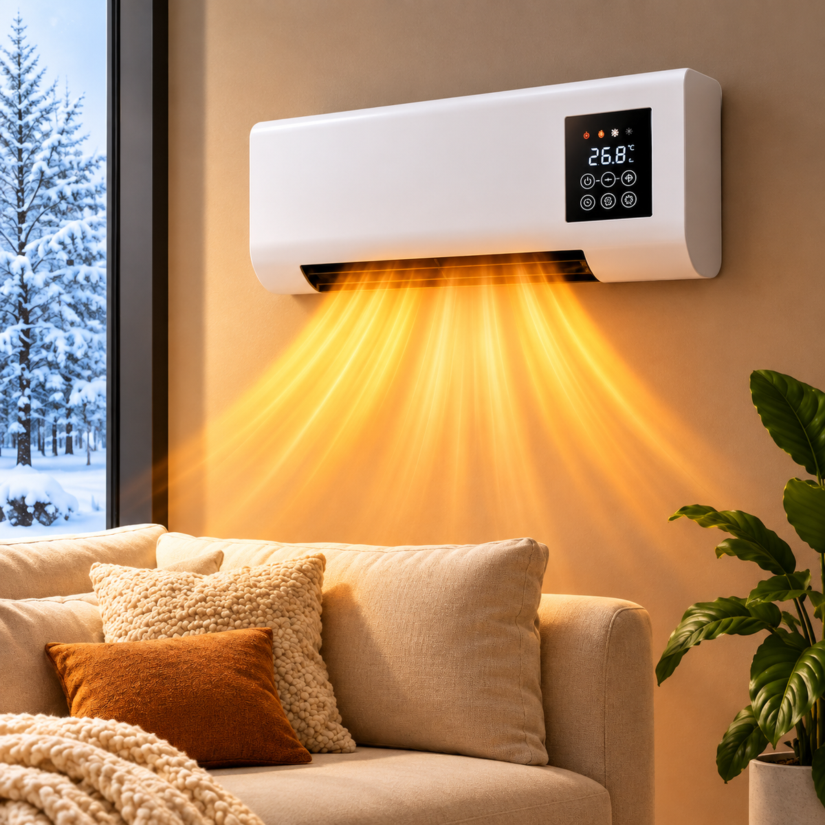 Calefactor y ventilador de pared 1800W